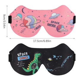 SacJkt Children's Sleeping Mask, Pack of 2, 3D Sleeping Mask, Children, Soft Sleeping Mask with Adjustable Headband for Boys and Girls for Travel, Napping, Camping (Pink+Black)