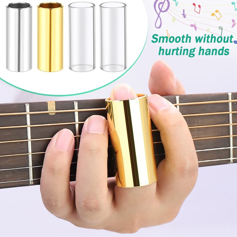 Guitar Slide, 4pcs Augshy Medium Guitar Slides(1 Stainless Steel, 1