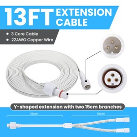 Permanent Outdoor Lights Extension Lead Waterproof Cord,Waterproof Extension Cable 3Pin,IP68 Extension Cable，13FT