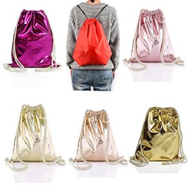 Glamexx24 Gym Bag Backpack Gym Bag 32 x 44 cm Drawstring Sports Bag Women Men Children Sack for Painting Gym Travel Swimming Beach, White Gold, Unit size
