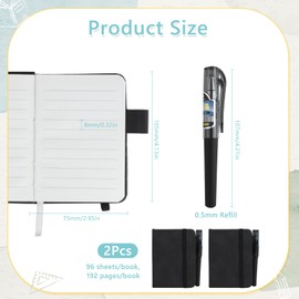 HOCUCHELAND 2 Pack Small Pocket Notebook with Pen, 192 Pages Pocket Notebook A7 with Elastic Band and Bookmark, Leather Small Notebooks Pocket Size, Portable Mini Notepads for Business Work Meetings
