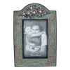 Western Silver Roses Turquoise Faux Tooled Leather Picture Photo Frame