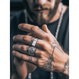 7mm Hexagon Band Ring Stainless Steel Geometric Rings