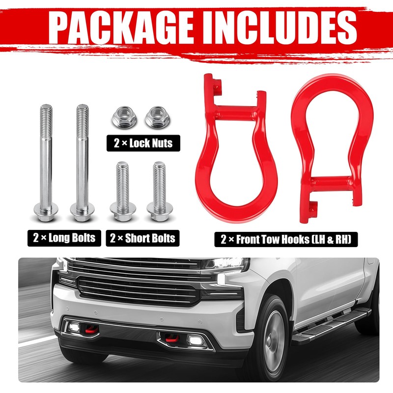 AWL Brothers Front Tow Hooks for Chevy Silverado 1500 &