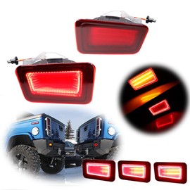 KENRTIR Red Lens 3 IN 1 LED Fog lamp Compatible With 2005 2006 2007 2008 2009 Hummer H2 Rear Bumper Reflector Turn Signal Brake Tail Lights