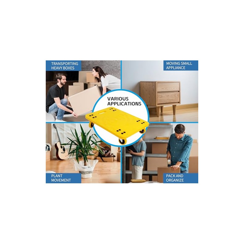 MaxWorks 50840 High Visibility Yellow 300-lb Capacity Movers Dolly with