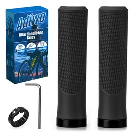 Adiwo Bicycle Grips Ergonomic Handlebar Grips Bicycle Made of Non-Slip, Quick Assembly, for Trekking Bike, Road Bike, City Bike, Folding Bike, Mountain Bike, Type B, Black