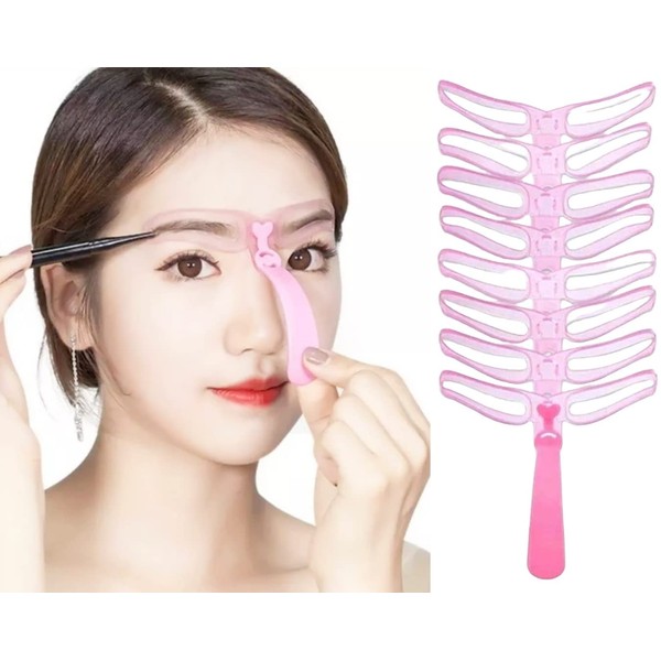 Pack of 8 Eyebrow Stencils for Beginners, Reusable DIY Eyebrow