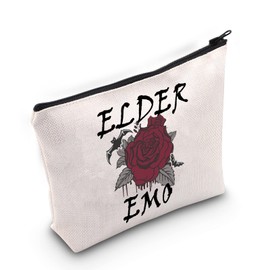 EE Gift EE Rose and Bats Makeup Zipper Pouch for E-mo Music Lover (ELDER EMO Bag)