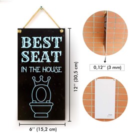 CARISPIBET Best Seat in the House - Home decoration sign bathroom accessory funny gift fun & quirky signs 6x12''