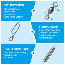 OROOTL Fluorocarbon Fishing Leaders, 12/48pcs Fluorocarbon Leader Line with Swivels Snap Kit Invisible Fluorocarbon Fishing Line Leaders for Saltwater Freshwater, 20lb-50lb