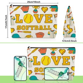 Softball Lovers Makeup Bag Softball Gifts for Team Inspirational Gifts for Women Player Coach Team Mom Teacher Cosmetic Bag Graduation Christmas Birthday Present for Coworker Sport Lover Travel Pouch