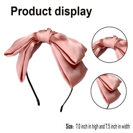 ROMODIYA 1Pcs Pink Bow Headbands Bowknot Headbands Large Bow Hair Bands Hair Accessories for Hair Styling Decorations Makeup Yoga Sport Hair Hoops Hairbands for Women and Girls Daily Wear Hair Wrap