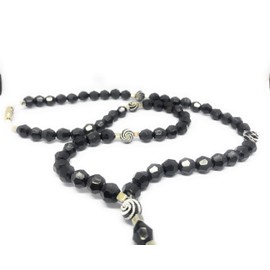 Chavarrieta Black Santa Muerte necklace rosary style.