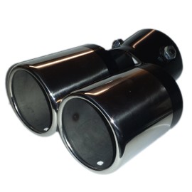 TWIN DUAL EXHAUST TRIM CURVED MUFFLER PIPE TIPS CHROME TAIL 80MM EX9/B