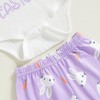Toddler Baby Girl Easter Outfits Ruffled Short Sleeve Bunny Letter