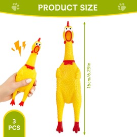 ZcrPrn Rubber Chicken, 3 Pcs Yellow Rubber Screaming Chicken Toy, Novelty and Durable Toys for Kids and Dogs, Funny Squeaky Decompression Toy
