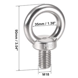 Sourcingmap Lifting Eye Bolt M18 x 30mm Male Thread 304 Stainless Steel for Hanging, Pack of 1