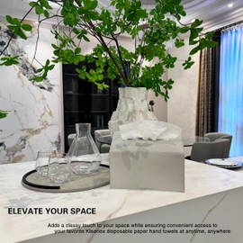 Hand Towel Box Cover Holder by LBH,Refined Modern PU Leather,Compatible with Kleenex Disposable Paper Hand Towels,Decorative Holder/Organizer (Oyster Gray, Regular)