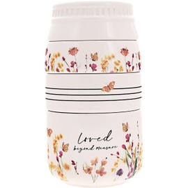 Pavilion - Loved Beyond Measure - 6-inch Stackable Ceramic Kitchen Measuring Cup - ¼, ⅓, ½, 1 Cup, Rustic, Antique, Farmhouse Design For Kitchen, Mason Jar Measuring Cup, 1 Count, Cream