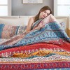 WONGS BEDDING Bohemian Quilt Set Queen Size, Boho Striped Pattern