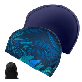 voofly 2 Piezas de Gorro natación Adulto Unisex, Estampado de Plantas Azul, Suaves y cómodos, Ideales para natación y Fitness