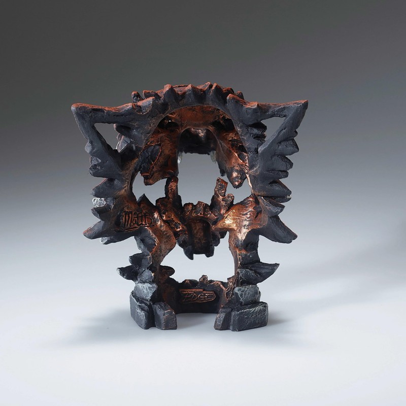 Enesco Edge Sculpture Wolf Baring Teeth Bust Miniature Figurine, 4.92