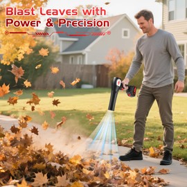 Cordless Leaf Blower Handheld with 2×4000mAh Batteries, 6-Speed Adjustable Wind & One-Touch Lock Mode, Lightweight Leaf Blower for Effortless Lawn & Garden Maintenance