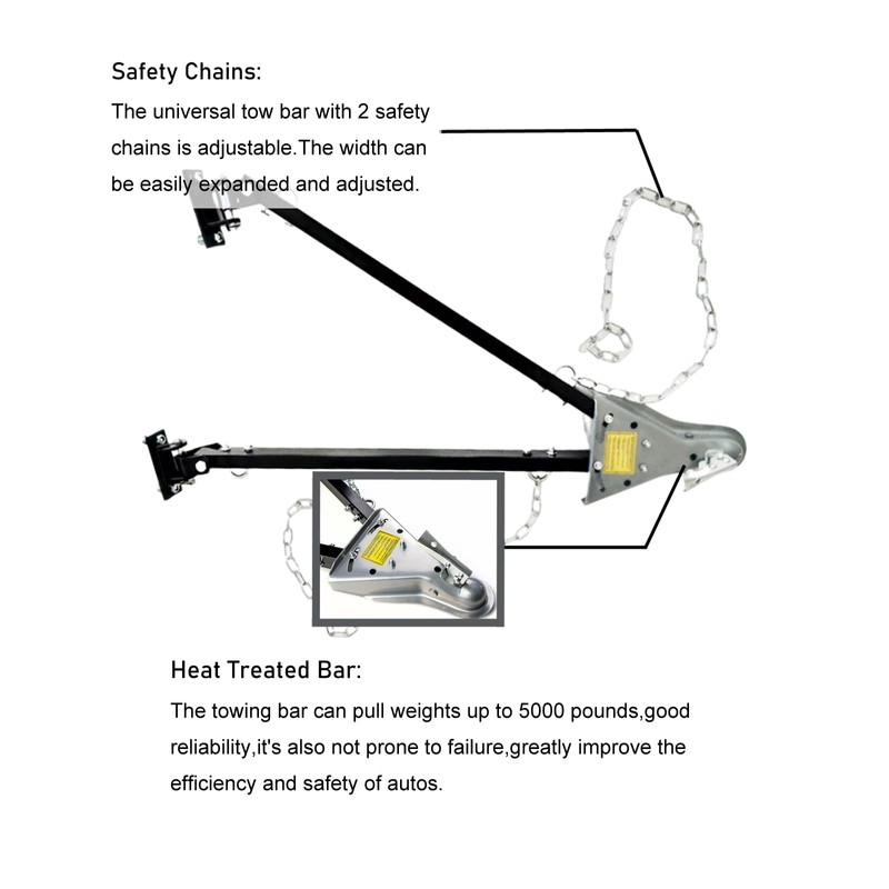 INTSUPERMAI 5000lbs Tow Bar Adjustable Universal Tow Bar Bumper Mount