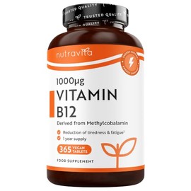 Nutravita Vitamin B12 1000mcg - 365 High Strength Tablets - 1 Year Supply