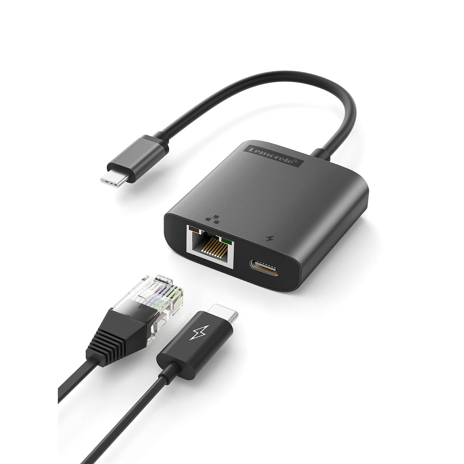 Lemorele RJ45 USB-C LAN Adapter, Supports Switch, Ethernet, Wired, 2-in ...