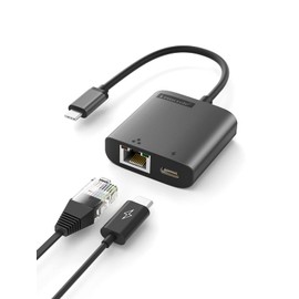 Lemorele RJ45 USB-C LAN Adapter, Supports Switch, Ethernet, Wired, 2-in-1, High Speed Ethernet, USB Type C to RJ45, Gigabit Adapter, 100W PD, Rapid Charging, Transfer Speed Up to 1000Mbps, Supports