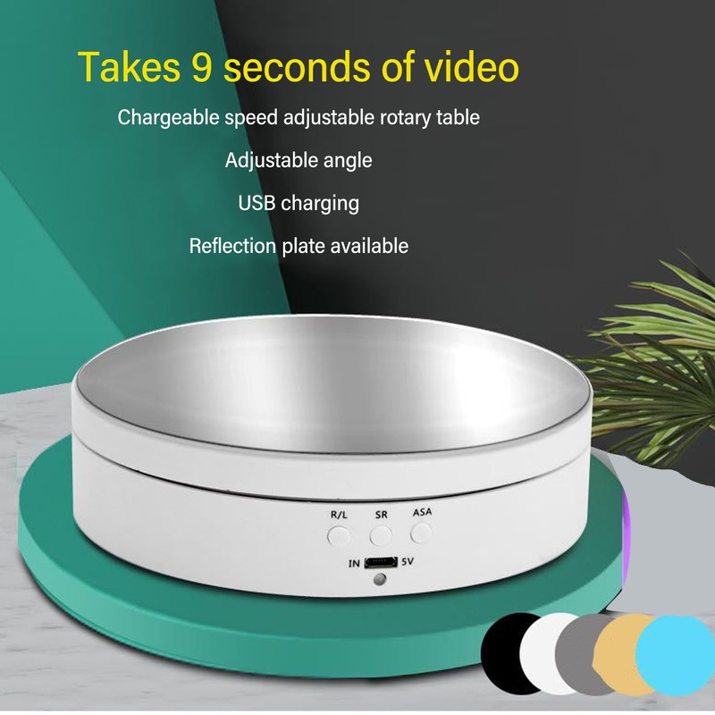 Motorized Rotating Display Stand White USB Charging Round 3 Speeds