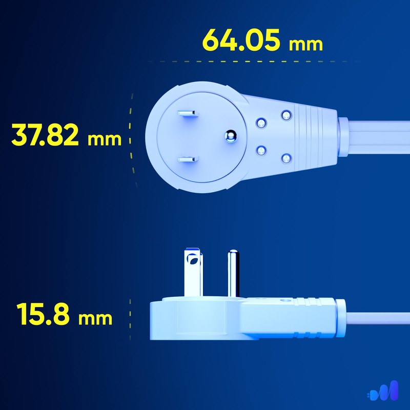 Maximm Cable 12 Ft 360° Rotating Flat Plug Extension Cord,