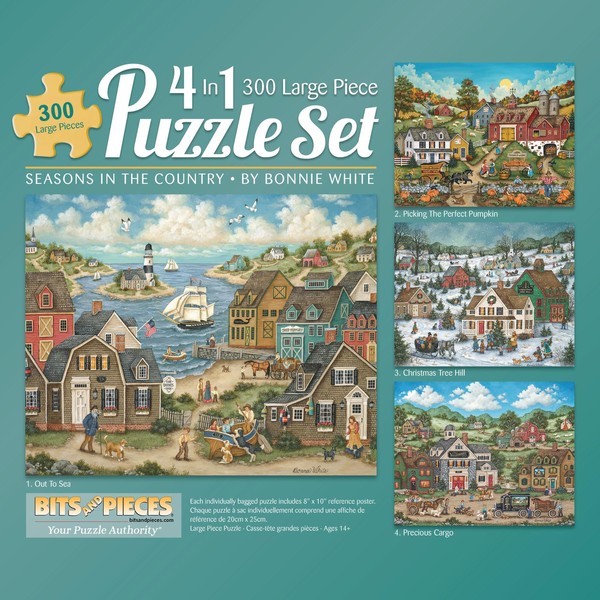 Bits and Pieces - 4-in-1 Multi-Pack 300 Piece Jigsaw Puzzles