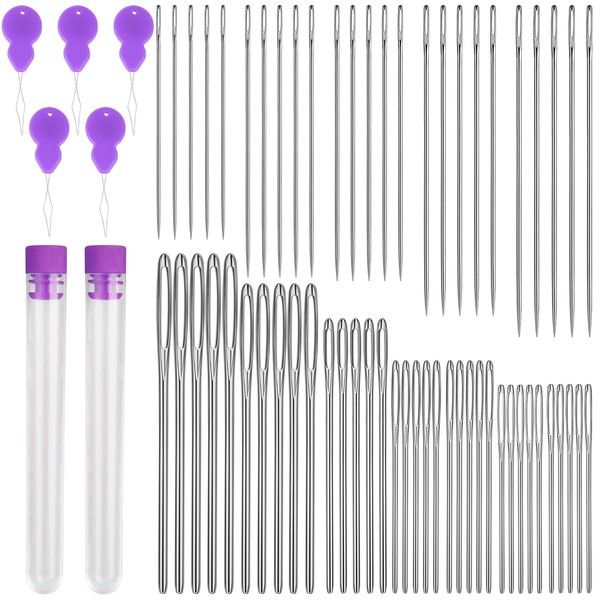 Bupete 65 Pcs Large Eye Blunt Needles Set, 12 Sizes
