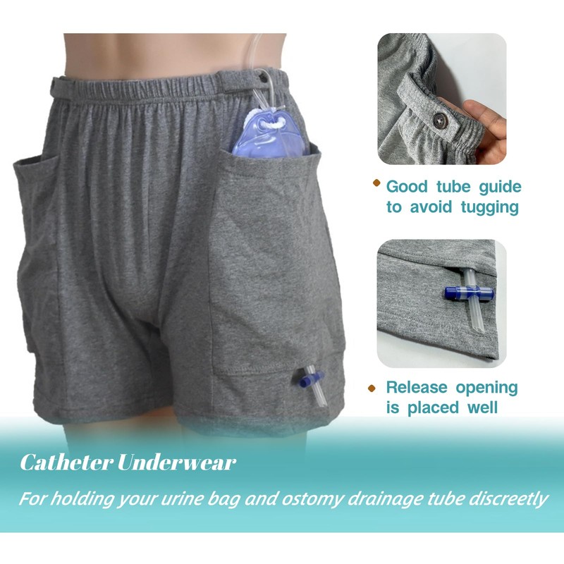 Urine Bag Shorts, Ostomy Drainage Bag Underwear (Medium)