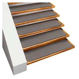 House, Home and More Set of 15 Skid-Resistant Carpet Stair Treads - Gray - 9 Inches X 36 Inches