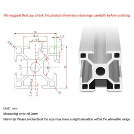 3030 T Slot Aluminum Extrusion for 3D Printer Parts and CNC DIY Silver 2000mmX4