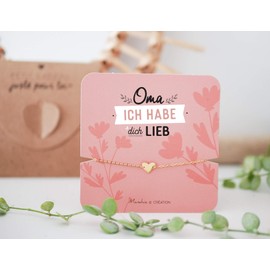 Manahia Grandma Heart Stainless Steel Bracelet - I Love You - Bracelet for Grandma, Gift for Grandma, Birth, Future Grandma, Pendant for Grandma, Grandma Day, Grandmother's Day Bracelet, Jewellery for