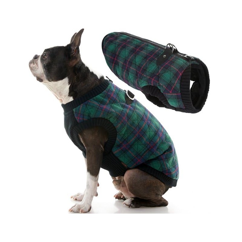 Gooby Fashion Vest Check, Green, X-Small