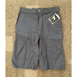 MAMBO Australia Boys Sz 12 Gray Black Plaid Check Long Shorts Adjustable Waist