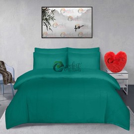 Comfort Collections Brushed 100% Cotton Flannel Flannelette Plain Duvet Quilt Cover Bedding Set Teal Single 135cm x 200cm Approximate