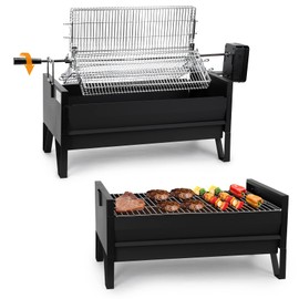 Onlyfire 2 IN 1 Charcoal Grill Rotisserie Kit with 3 Stainless Steel Rotating Baskets and 24 In Grill Grate, Auto Swivel BBQ Roasting Machine for Outdoor Patio Backyard Barbecue, GS304
