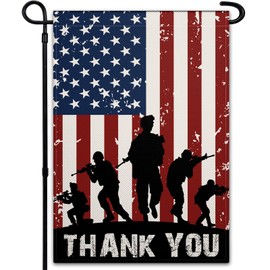 Memorial Day Garden Flag for Outside 12x18 Inch Patriotic American Soldier Thank You Garden Flag Outdoor Indoor House Yard Sign Decorations