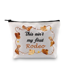 BDPWSS Western Rodeo Gift This Ain't My First Rodeo Zipper Pouch for Horse Lover Gift Makeup Bag (first rodeo bag2)