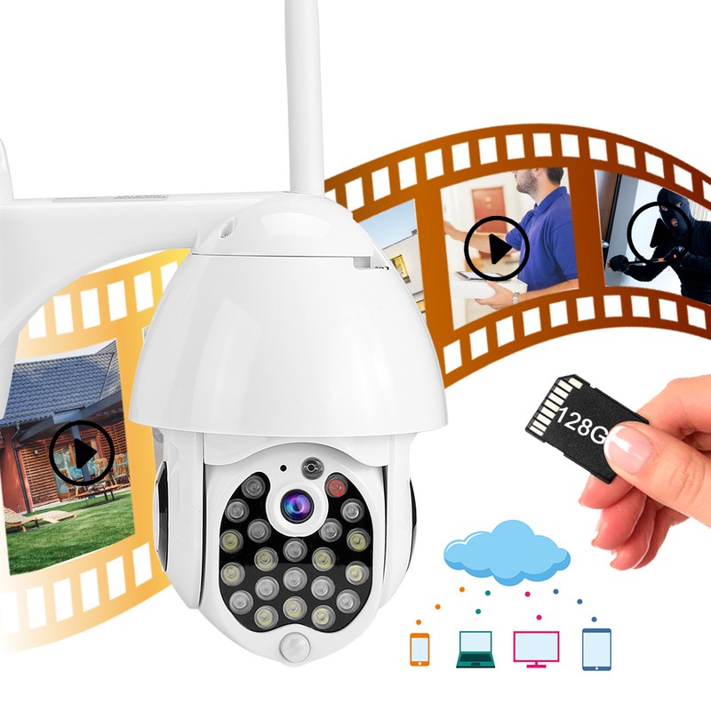 1080P Wireless Wifi PTZ Camera 21LED Smart Alarm Waterproof CCTV