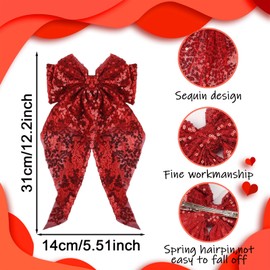 Bow Hair Clip,hair Bows,2 Pcs Red Hair Bow Black Hair Bow Large Bows Hair Bow Sparkly Hair Bow Hair Set,Red Bow Black Bow Hair Bows for Women,Hair Bow Clip for Girls Party Hair Styling Accessories