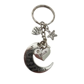 I Love you to the Moon and Back Keyring Mum Charm Crescent