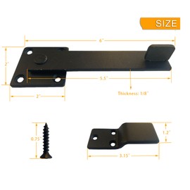 NouraVita Sturdy 6" Matte Black Barn Flip Latch Hardware for Fence Gate and Barn Door